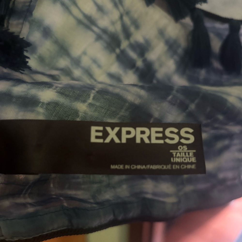 Express Blue Swim Poncho Coverup with Tie-Dye Effect - Picture 3 of 3